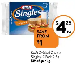 Foodworks Kraft Original Cheese Singles 12 Pack offer