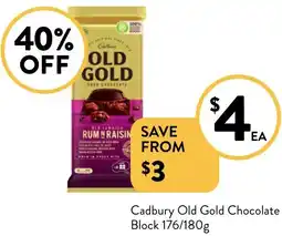 Foodworks Cadbury Old Gold Chocolate Block offer