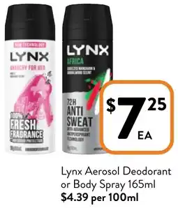 Foodworks Lynx Aerosol Deodorant or Body Spray offer