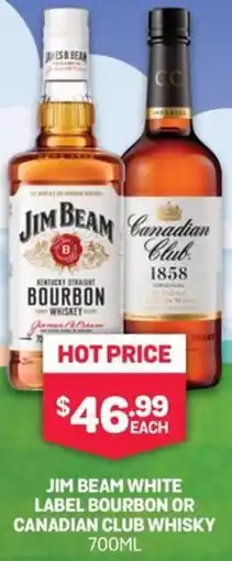 Bottlemart Jim Beam White Label Bourbon or Canadian Club Whisky offer