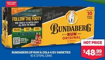 Bottlemart Bundaberg Up Rum & Cola 4.6% Varieties cans offer