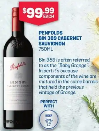 Bottlemart Penfolds Bin 389 Cabernet Sauvignon offer