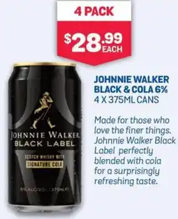 Bottlemart Johnnie Walker Black & Cola 6% Cans offer