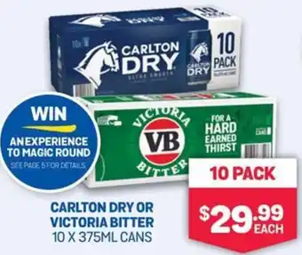 Bottlemart Carlton Dry Or Victoria Bitter Cans offer