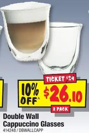 JB Hi-Fi Double Wall Cappuccino Glasses offer