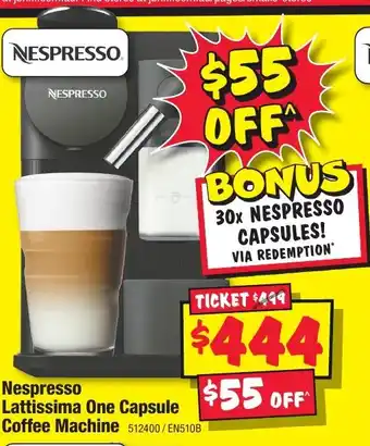 JB Hi-Fi Nespresso Lattissima One Capsule Coffee Machine offer