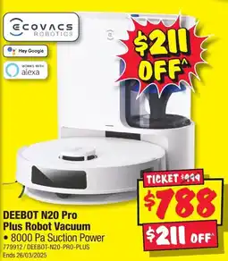 JB Hi-Fi DEEBOT N20 Pro Plus Robot Vacuum offer