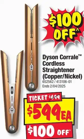 JB Hi-Fi Dyson Corrale Cordless Straightener (Copper/Nickel) offer