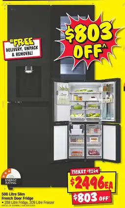 JB Hi-Fi 508 Litre Slim French Door Fridge offer