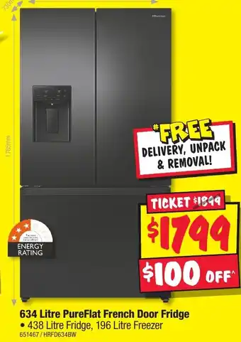 JB Hi-Fi 634 Litre PureFlat French Door Fridge offer