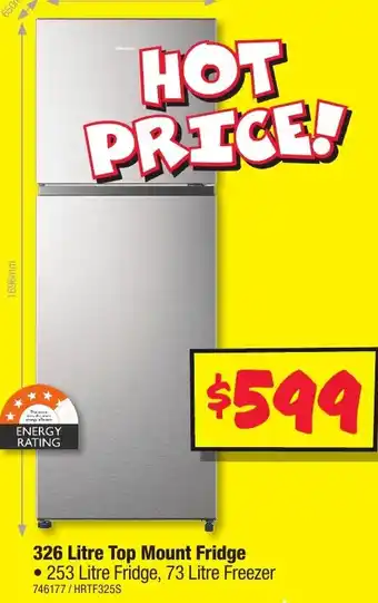 JB Hi-Fi 326 Litre Top Mount Fridge offer