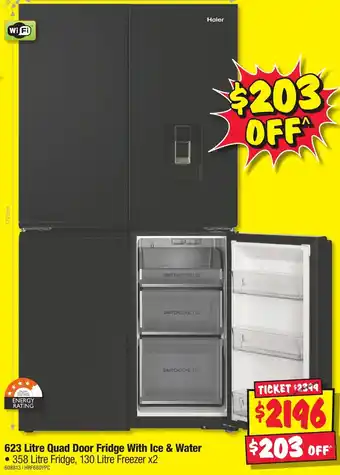 JB Hi-Fi Quad Door Fridge With Ice & Water offer