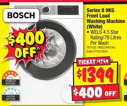 JB Hi-Fi Series 8 Front Load Washing Machine (White) offer