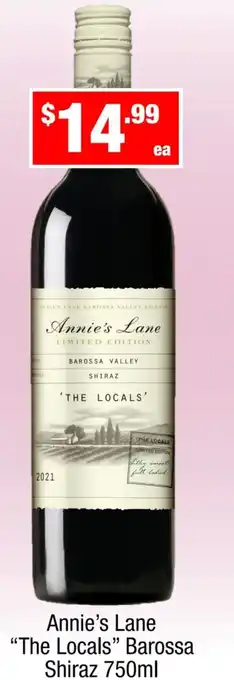 Liquor Stax Annie's Lane "The Locals" Barossa Shiraz offer