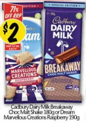 NQR Cadbury Dairy Milk Breakaway Choc Malt Shake offer