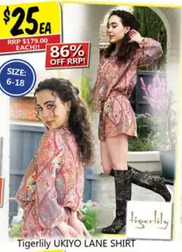 NQR Tigerlily UKIYO LANE SHIRT offer