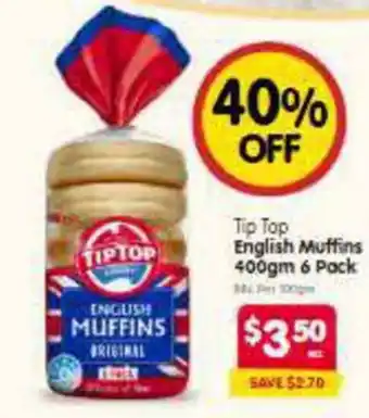 Spar Tip Top English Muffins offer