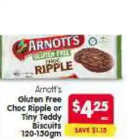 Spar Arnott's Gluten Free Ritz  Ripple or Tiny Teddy Biscuits offer