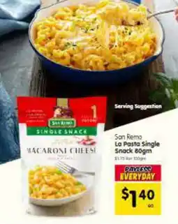 Spar San Remo La Pasta Single Snack offer