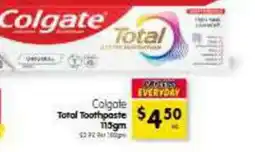 Spar Colgate Total Toothpaste offer