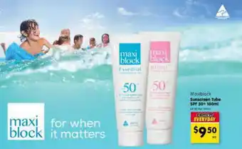 Spar Maxiblock Sunscreen Tube SPF 50+ offer