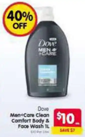 Spar Dove Men+Care Clean Comfort Body & Face Wash offer