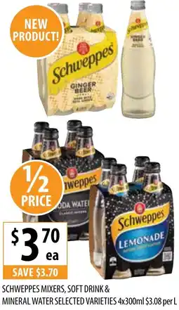 Supabarn SCHWEPPES MIXERS, SOFT DRINK & MINERAL WATER offer