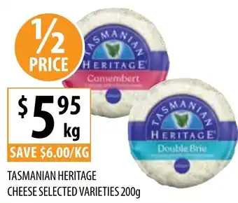 Supabarn TASMANIAN HERITAGE CHEESE SELECTED VARIETIES offer