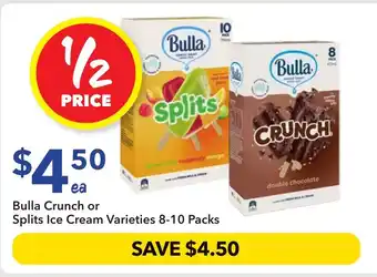 Ritchies Bulla Crunch or Splits Ice Cream Varieties offer