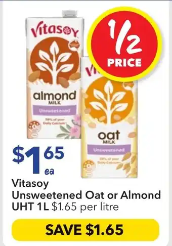 Ritchies Vitasoy Unsweetened Oat or Almond UHT offer