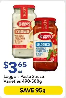 Ritchies Leggo's Pasta Sauce Varieties 490-500g offer