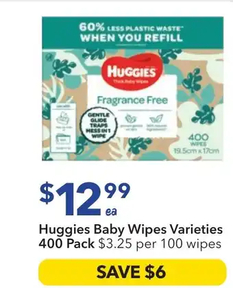 Ritchies Huggies Baby Wipes Varieties 400 Pack offer