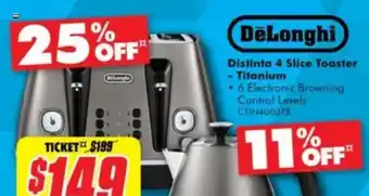 The Good Guys Distinta 4 Slice Toaster - Titanium offer