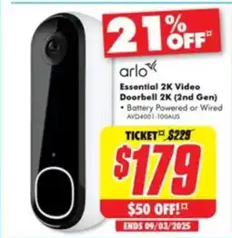 The Good Guys Essential 2K Video Doorbell 2K (2nd Gen) offer