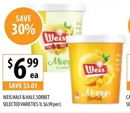 Supabarn Weis half & half, sorbet selected varieties offer