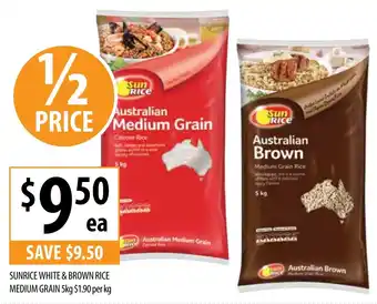 Supabarn Sunrice white & brown rice medium grain offer