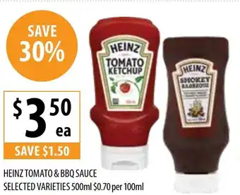 Supabarn Heinz tomato & bbq sauce selected varieties offer