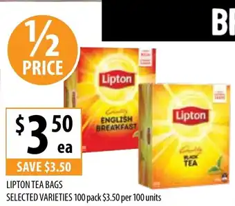 Supabarn Lipton tea bags selected varieties offer