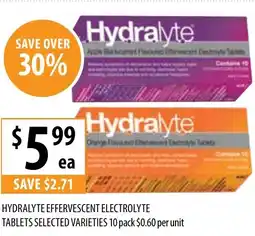 Supabarn Hydralyte effervescent electrolyte tablets selected varieties offer