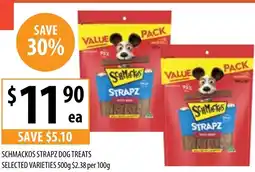 Supabarn SCHMACKOS STRAPZ DOG TREATS SELECTED VARIETIES offer