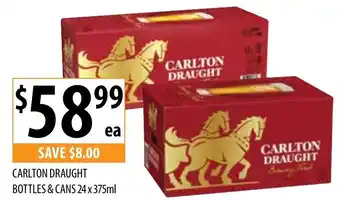 Supabarn Carlton draught bottles & cans offer