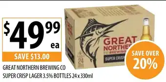 Supabarn Great northern brewing co super crisp lager 3.5% bottles offer