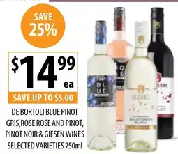 Supabarn De bortoli blue pinot gris, rose rose and pinot, pinot noir & giesen wines selected varieties offer