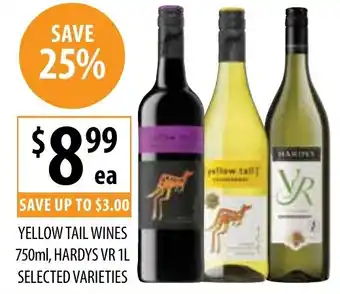 Supabarn Yellow tail wines , hardys vr selected varieties offer