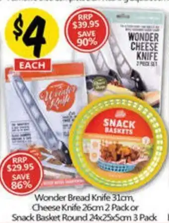 NQR Wonder Bread Knife , Cheese Knife Snack Basket Round offer