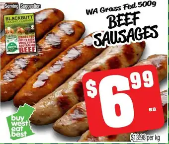 Farmer Jack's Beef sausages offer