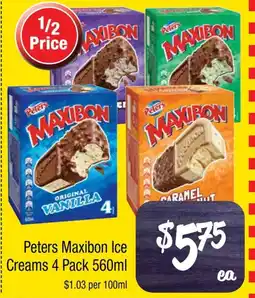 Farmer Jack's Peters Maxibon Ice Creams offer