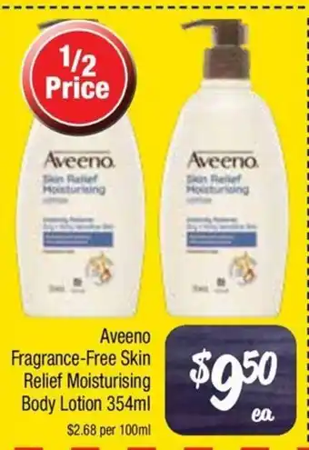 Farmer Jack's Aveeno Fragrance-Free Skin Relief Moisturising Body Lotion offer