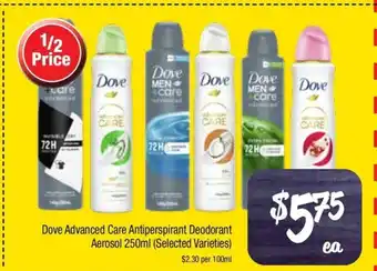 Farmer Jack's Dove Advanced Care Antiperspirant Deodorant Aerosol offer