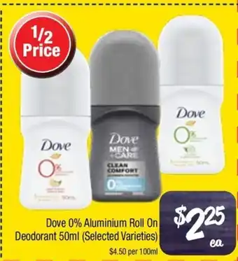 Farmer Jack's Dove 0% Aluminium Roll On Deodorant offer